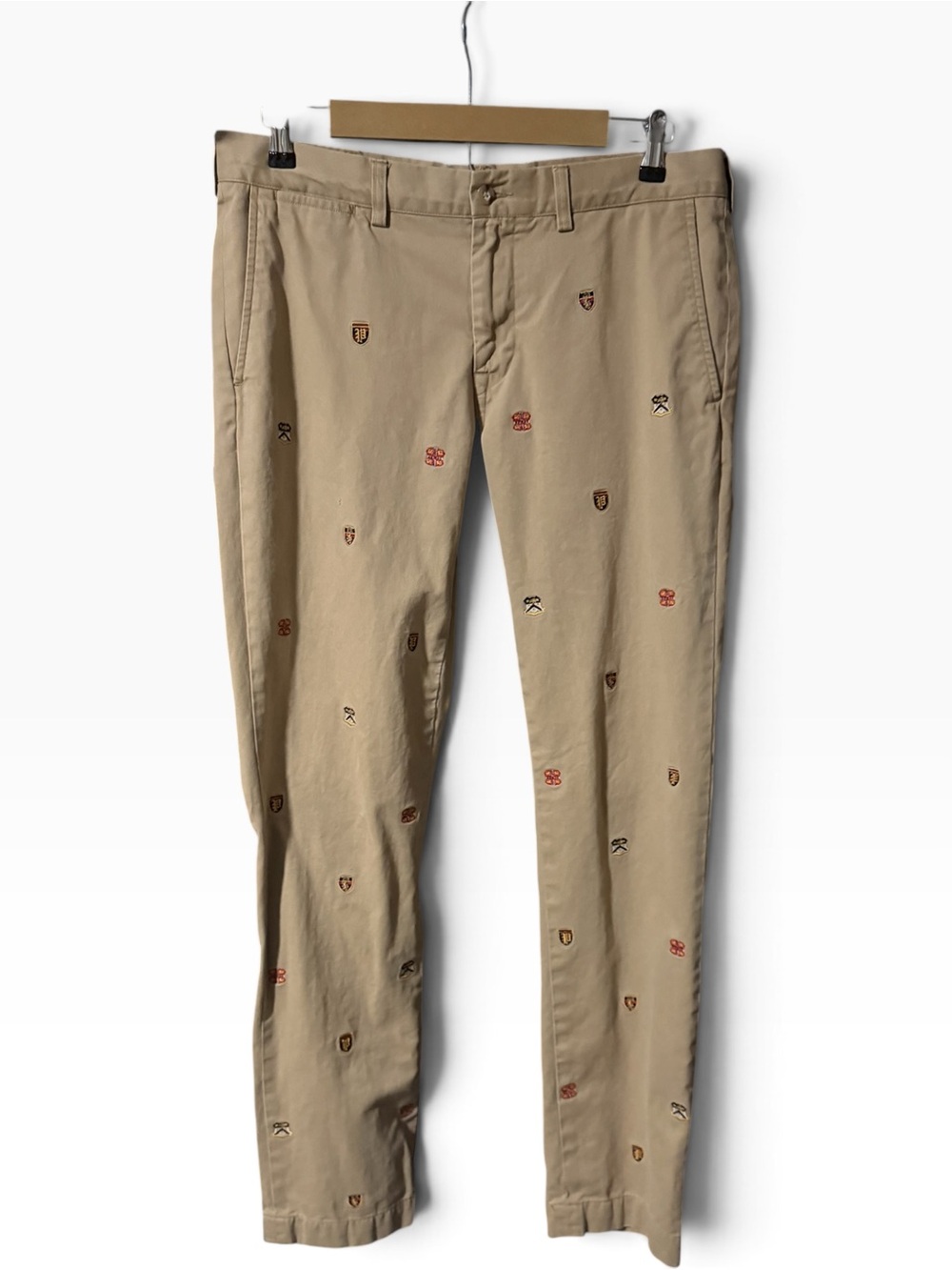 Polo Ralph Lauren Slim Fit Embroidered Crest Chino Pants Tan Size 34 x 34